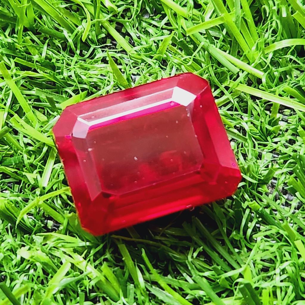 64.80 Ct Heated Ceylon Red Ruby Emerald Cut Faceted Loose Gemstone