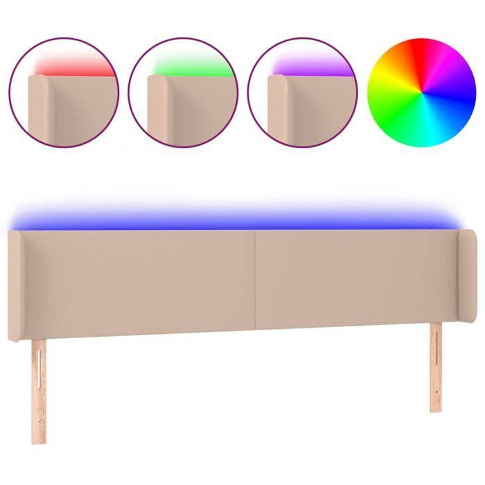 VidaXL Tête de Lit à LED Meuble de Chambre à Coucher Accessoire de Lit Double Tête de Cadre de Lit Intérieur Cappuccino 3123069