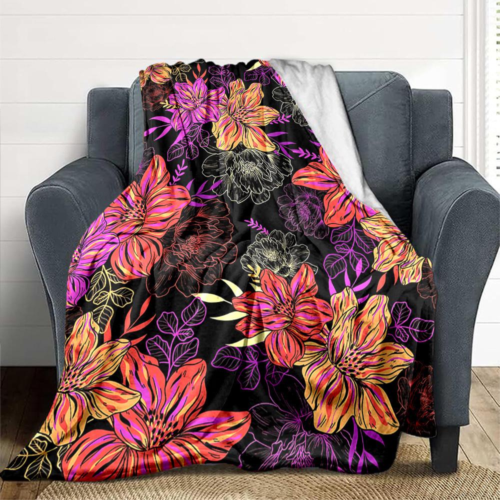 1pc Floral Pattern Blanket Warm, Cozy, And Soft, Suitable for Sofas, Beds, Cars, And Office Use.Perfect for Camping And Travel, Making It a Great Gift
