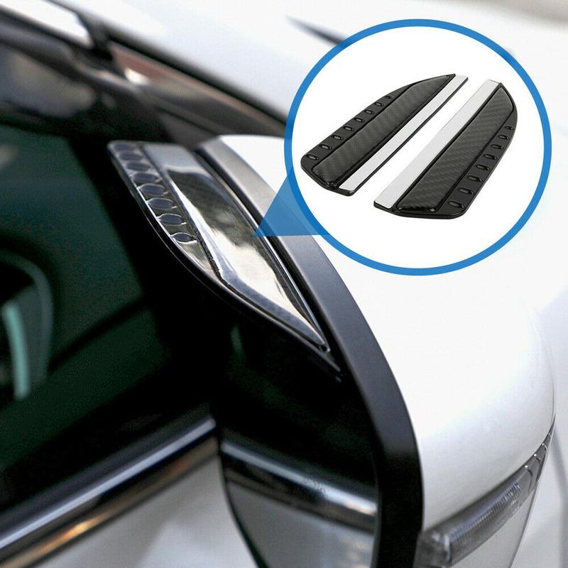 2pcs Universal Black Real Carbon Fiber Rear View Side Mirror Visor Shade Water Rain Shield Guards Exterior Parts for Car Truck
