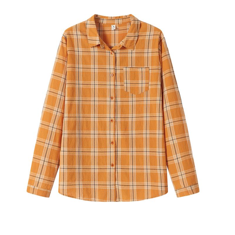 Women's High-End Cotton Plaid Long Sleeve Shirt - New for Spring & Autumn 2025, Loose Casual Fit