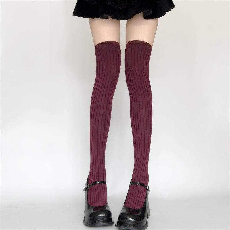 Solid Color Knee Socks, Girls Junior High School Bottom Socks, Lolita Skirt Jk Pleated Skirt Stockings