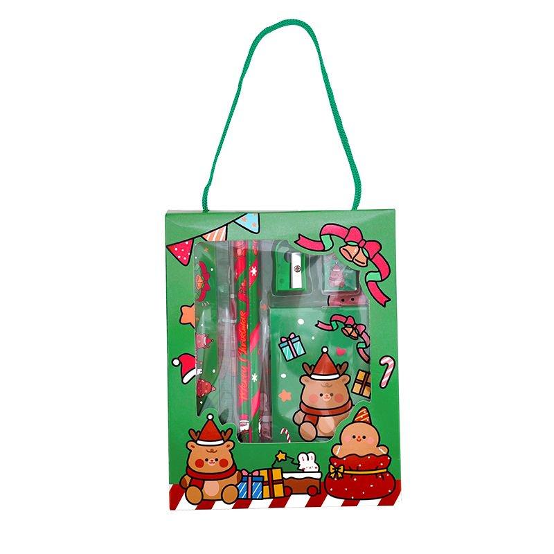 Cartoon Santa Claus Kit Festive Kids Stationery Gift Holiday Stationery Box Childlike Student Gift Box For Children'S Day Gift