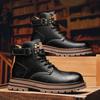 Fashion Top Quality Vintage Leather Men's Snow Boots Fashion Genuine Leather Man Ankle Boots Lace Up Outdoor Motorcycle Boots Walk Shoes