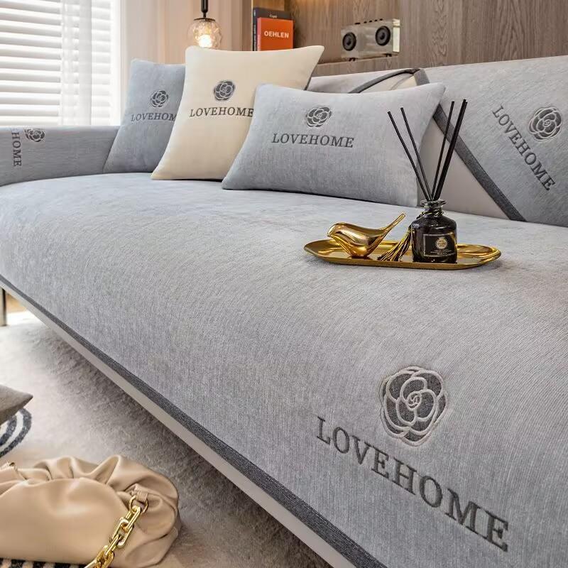 Thick Plush Sofa Covers 1/2/3/4 Seats Solid Couch Cover Long Shape Sofa Towel Protector Bench Mats Slip Covers