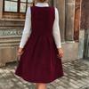 Women's Fashionable And Elegant V-Neck Corduroy Suspender Dress