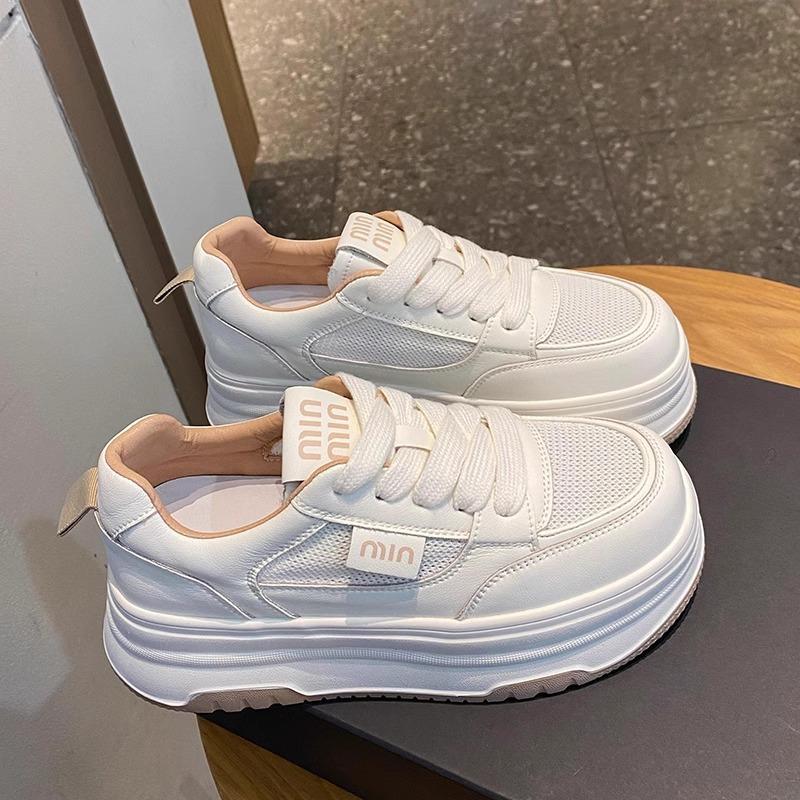 Leather Mesh Breathable Little White Shoes Children's Summer New Thick-soled Heightening Board Shoes Lightweight Casual Sports Shoes