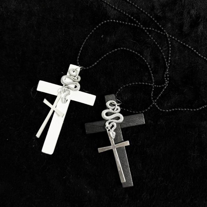 Unisex Crosses Charm Pendant Necklace with Sturdy Glass Special Gifts Accessory for Religious Occasions Daily Use