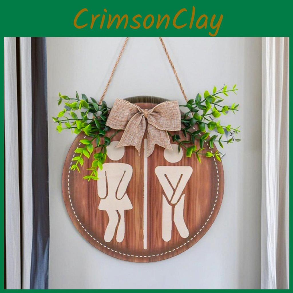 Schild für Toilettenraum im Holzstil mit Kunststoffkonstruktion zur Wandmontage und Badezimmerbeschriftung