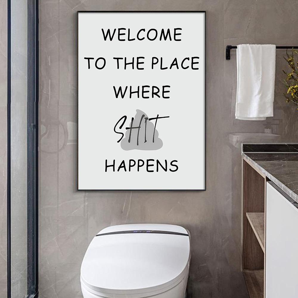 Bad Geruch Humor Badezimmer Poster Minimalist Wand Kunst Abstrakte Leinwand Malerei Druck Schwarz Weiß Bild für WC Toilette Zimmer Dekor