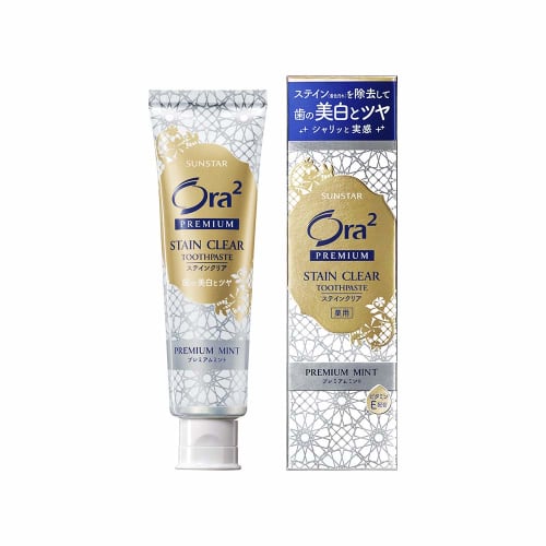 

Ora2 Premium Stain Clear Toothpaste, Premium Mint (Whitening Toothpaste for Yellowing, Staining, and Bad Breath) 100g
