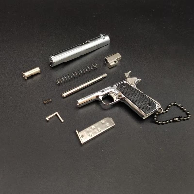 2026 New Mini 1:3 Full Metal 1911 Gun Model Toy Keychain Pendant Removable Decompression Gadget for Men Gift Desk Decoration
