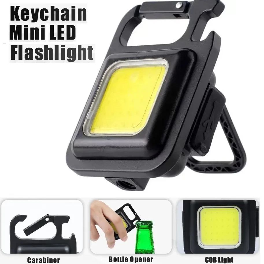Mini COB LED Flashlight Portable Keychain Flashlights Rechargeable Work Lights Emergency Lamps For Repair Work Outdoor Camping