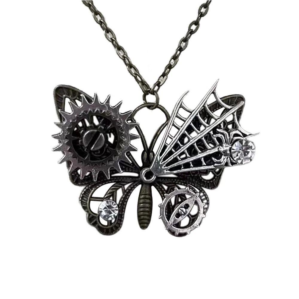 Punk Butterfly Pendant Necklace Metal Charm Aesthetic Jewelry Vintage Clavicle Chain
