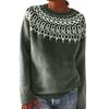 Women Geometric Pattern Knit Sweater Long Sleeve Casual Crewneck Pullover