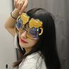 Oktoberfest Party Glasses Blue Yellow Beer Mug Design Lightweight Plastic Photo Booth Prop for Adults Festival Costume Accessory