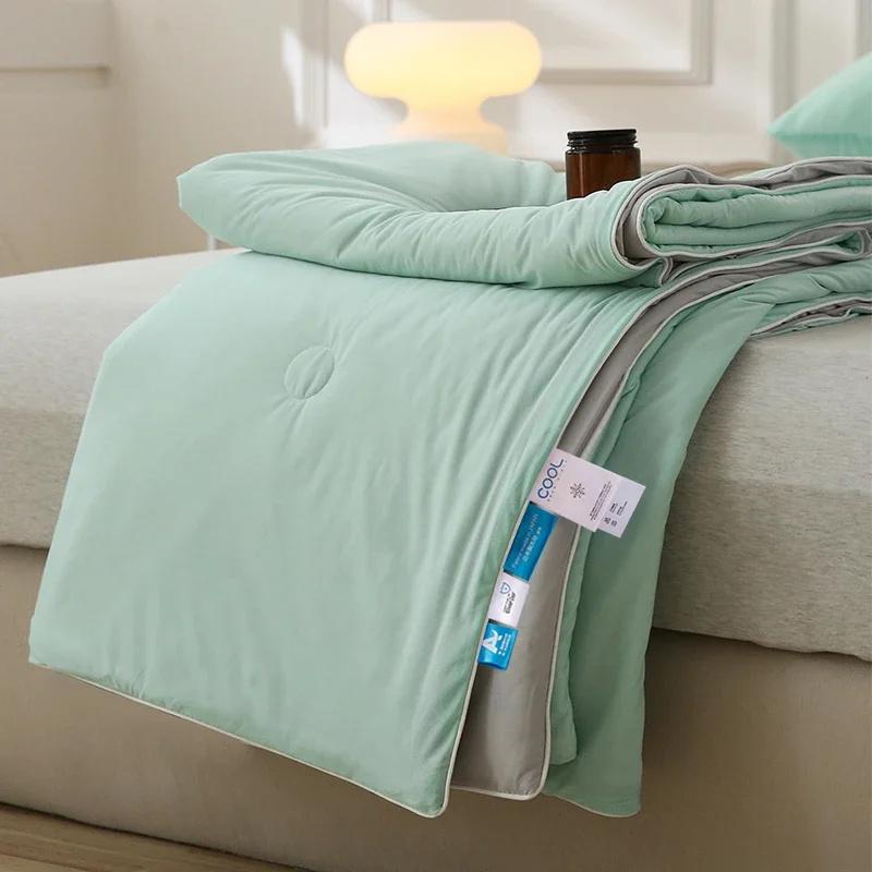 2026 Air Condition Comforter for Summer Pure Color Ice Silk Cooling Blanket Lightweight and Smooth Summer Cold Quilt Cooling Blanket for Bed