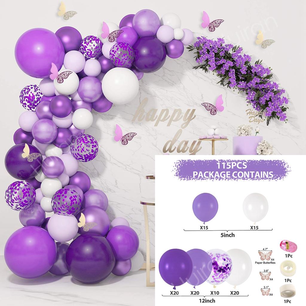 Purple Butterfly Balloons Garland Arch Kit Latex Ballon Birthday Party Decor Kids Adult Wedding Baloon Baby Shower Decor Ballon