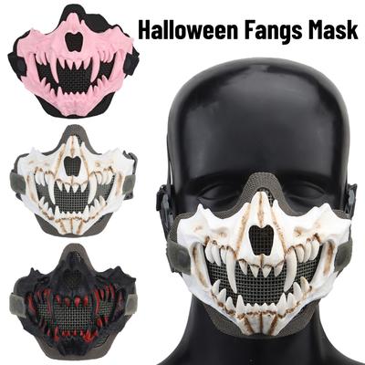Halfgezicht Slagtanden Feestmasker Cosplay Airsoft Paintball Covermasker Horror Halloween Cosplay Kostuum Masker Feestattributen