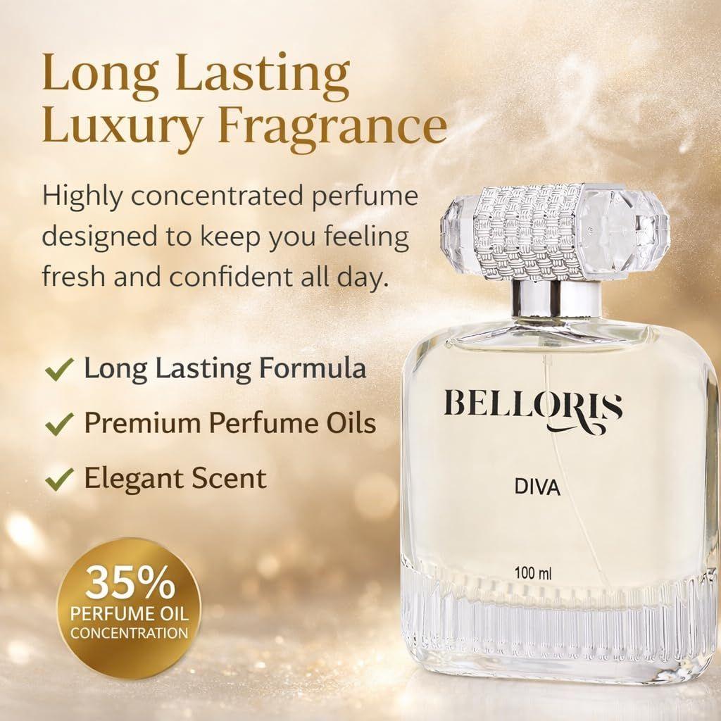 DIVA Profumo Lussuoso da Donna | Fragranza Floreale Fruttata a Lunga Durata | Puro Profumo per Feste & Occasioni Speciali
