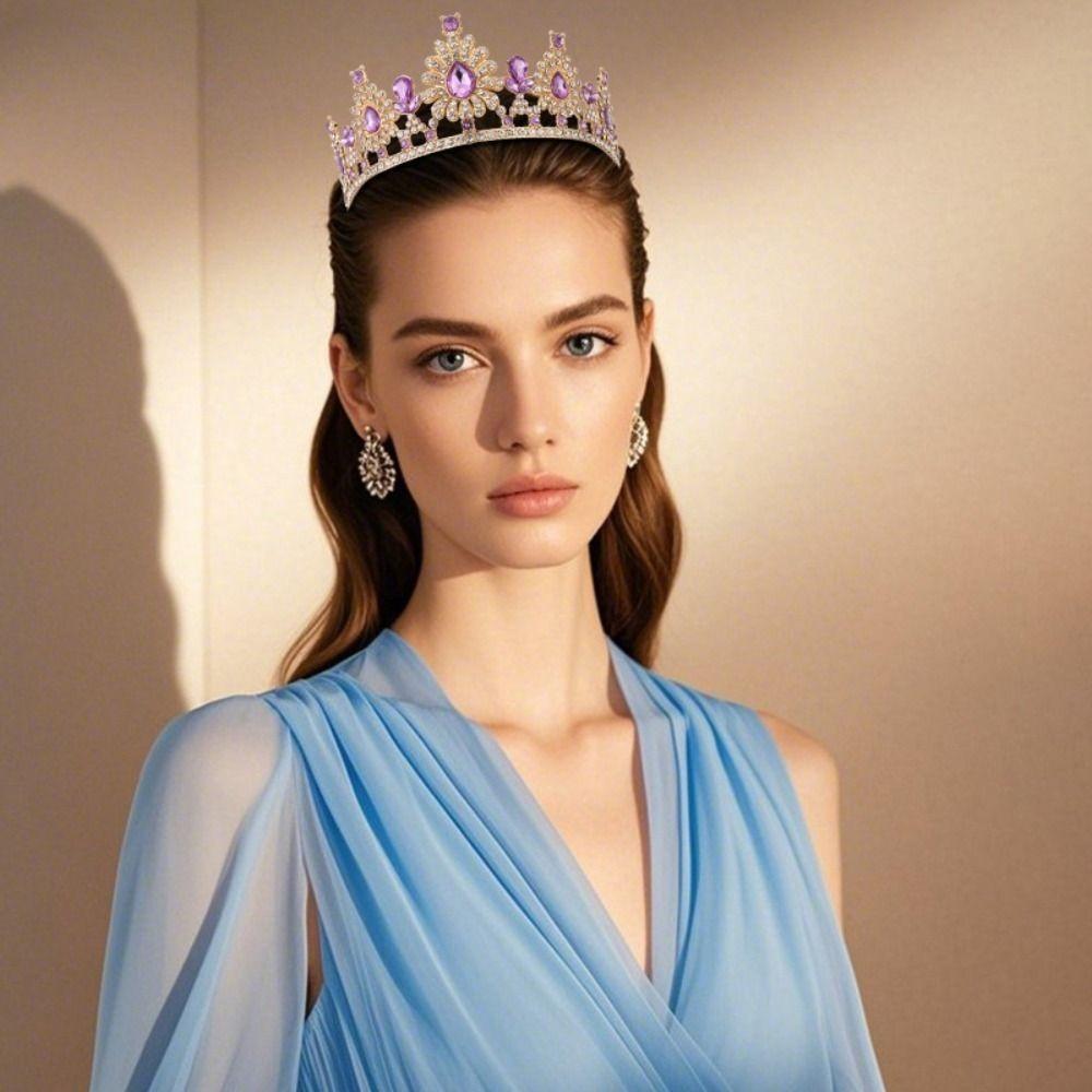 Multicolor Baroque Pageant Crown Luxury Queen Princess Tiara Bridal Crown  Wedding Party Supplies