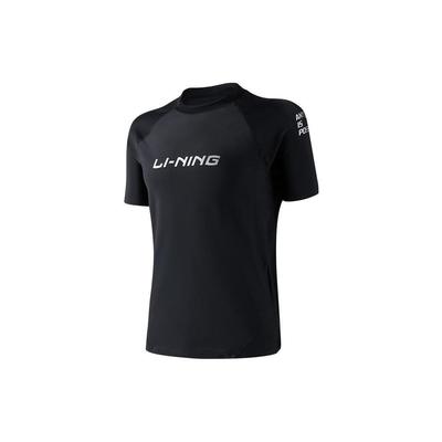 Li Ning Logo Bokstavtrykk Rund Hals Rett Kutt Kort Erme T-skjorte Herre Topper Svart LSLR225-1