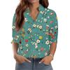3/4-Ärmel Damenoberteile V-Ausschnitt Shirts Trendy Bedruckte Business Casual Arbeitsblusen