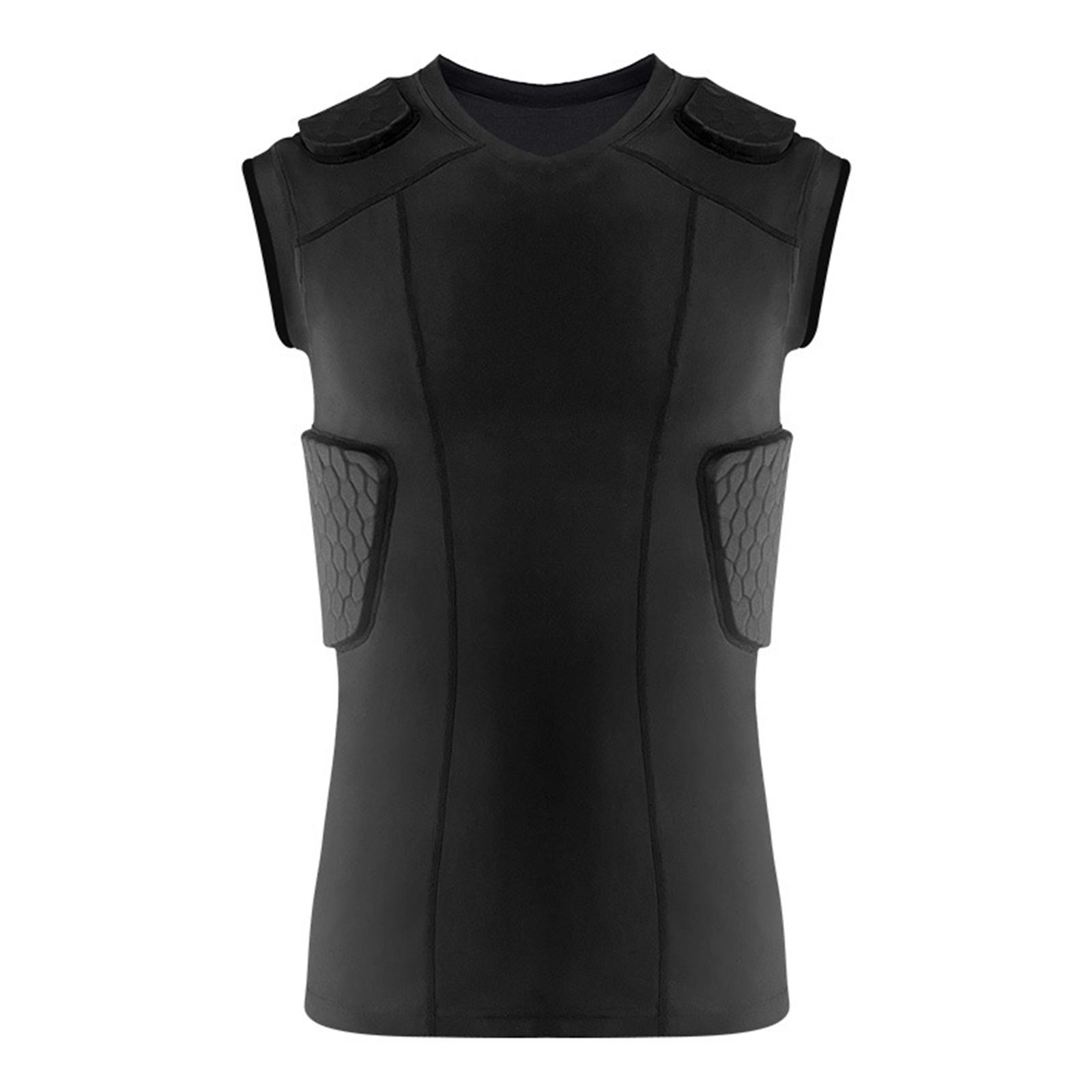 Padded Compression Shirt Football Rib Protector Pad Back Protector Padded Shirt Protective Gear for Baseball Basketball M
