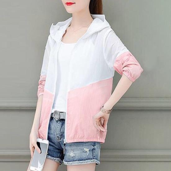 Women's Sun Protection Jacket Full Zip Thin Hoodie Jacket Athletic Workout Anti UV Windbreaker Quick Dry Hiking Coat for Outdoor Camping