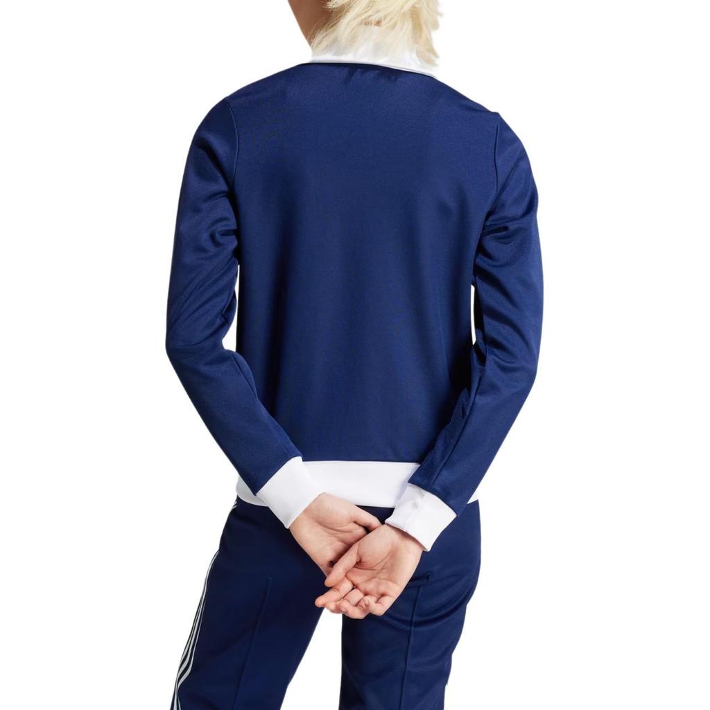 Adidas Originals Beckenbauer Track Striped Logo Print Stand Collar Zip Long Sleeve Sweatshirt Women sweatshirt Dark-Blue IY2222