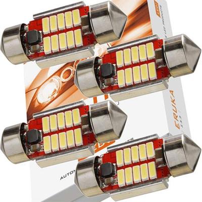 Eruka T10 Design Super Helle LED Innenraum Maximale Spannung 31mm/29mm/12V/24V Universell Passende Lampe, 60V, 4er-Set, Weiß, TS-102-4S
