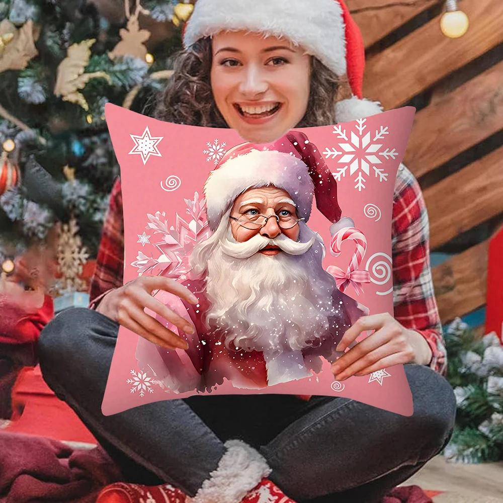 Runtow 45x45cm Christmas Throw Pillow Cover Merry Christmas Decor for Home Xmas Navidad 2025 Santa Claus Gifts New Year 2026