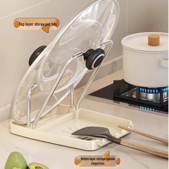 New User Exclusive: Multifunctional Pot Lid & Utensil Holder with Draining Tray – 0.5 Shipping