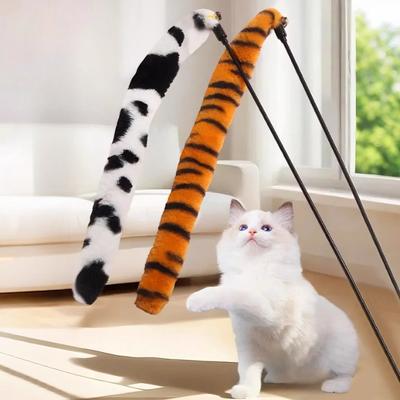 Long Tail Cat Teaser Wand, Interactive Kitten Toy for Indoor Play & Boredom Relief