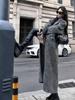Palton lung supradimensionat temperamental în stil coreean francez Hepburn, gri, lână, streetwear