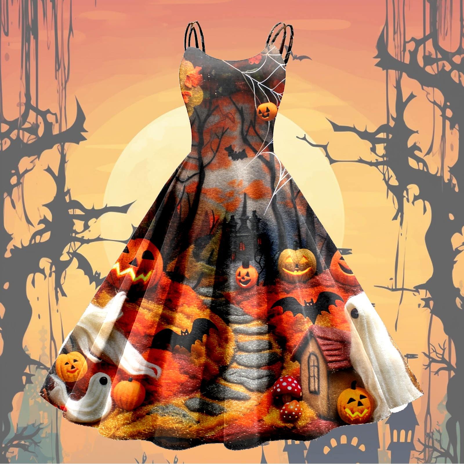 

Женское модное сексуальное коктейльное платье без бретелек с принтом на Хэллоуин в стиле панк, винтажное платье. L оранжевый