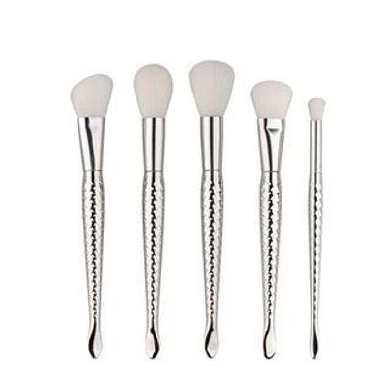 

Stroke of Beauty - Set of 5: Makeup Brush 5 Pcs - White Bristles - Silver