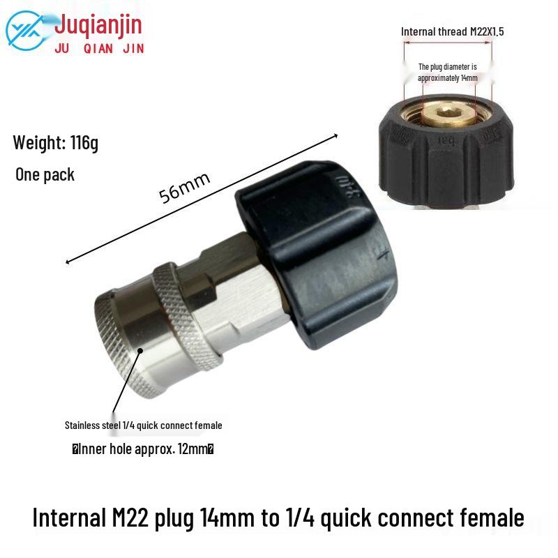 High-Pressure Water Spray Gun & Hose Fittings with M22-1/4 and M22-3/8 Quick Connect