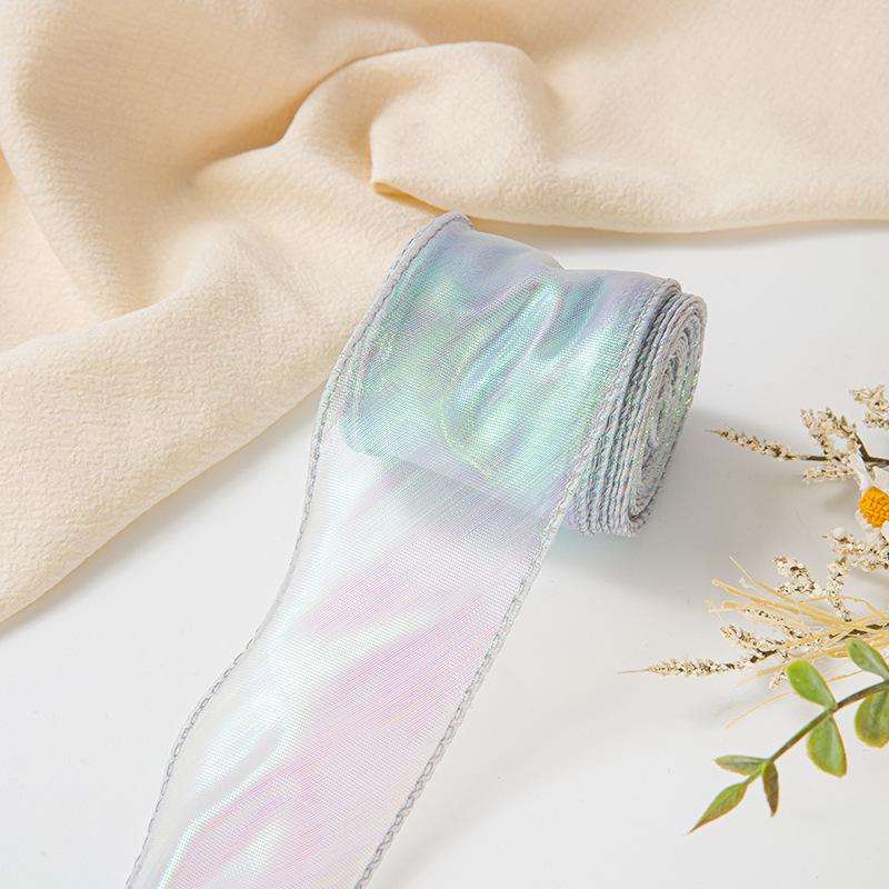 6cm Iridescent Fish Tail Ribbon for Cake Wraps, Bouquets, Gift Boxes, and DIY Projects.