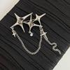 Korean Metallic Star Chain Brooch with Tassel - Niche Fashion Accessory