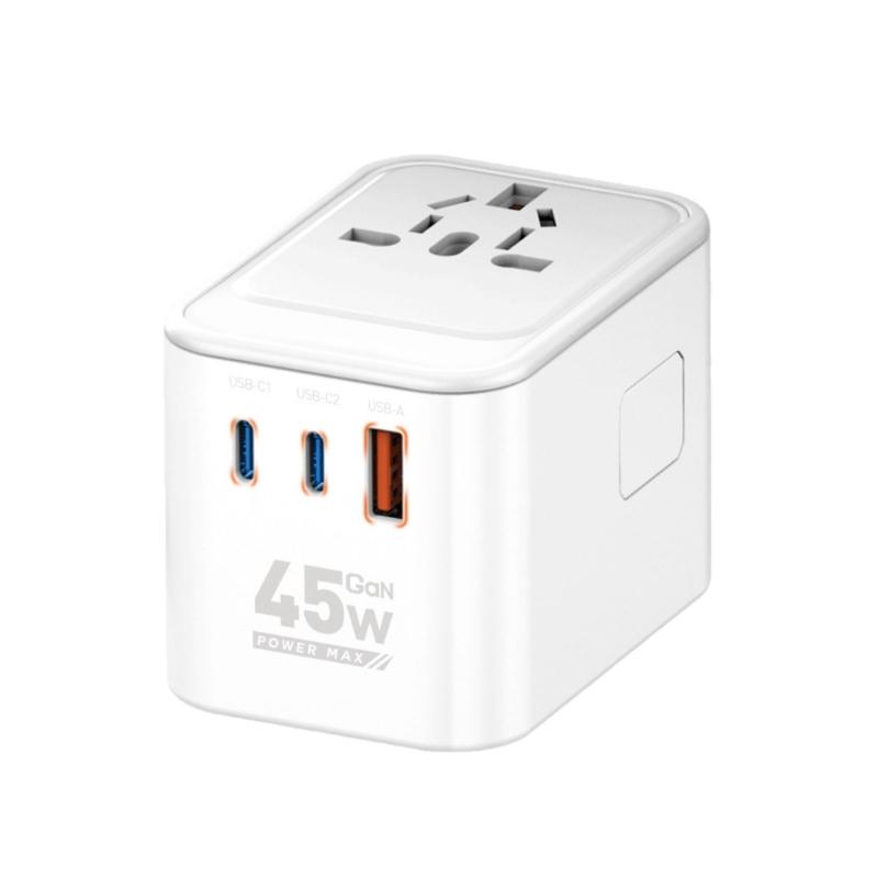 

45W 65W Worldwide Travel Plugs Adapter Supports Over 300 Countries with Two USB C and USB A Port