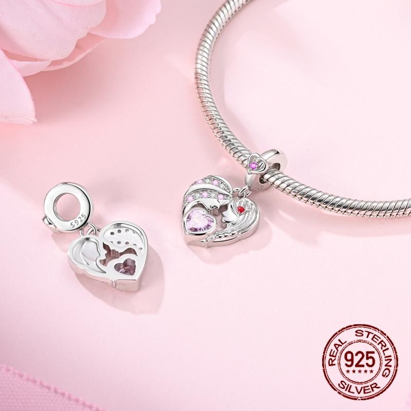 Mother Daughter Love Charm Bead Charms Copper Family Dangle Pendant Compatible With Bangle Bracelets Necklaces Do It Yourself Jewellery
