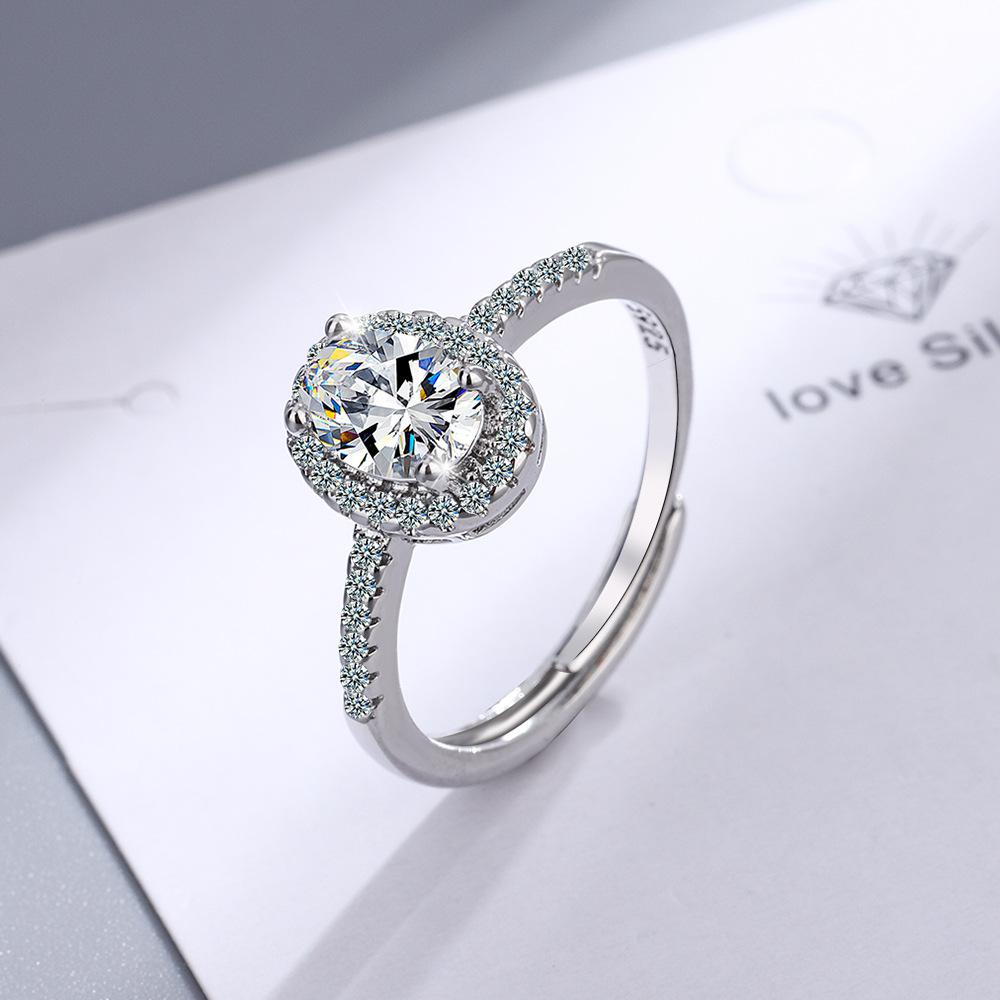 2026 Ring Fashion Trend Jewelry Women s Round Zirconium Diamond Wide Face Women s Ring Resizable