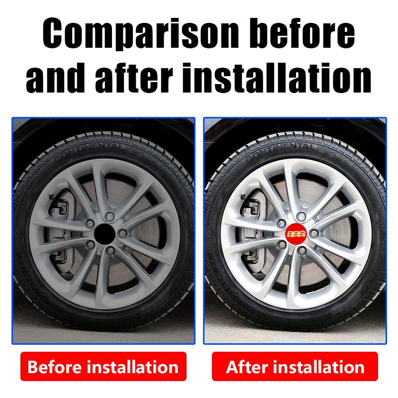 4 Stück 56+60mm Auto Radnabenabdeckung Aufkleber Felgenabdeckung Emblem Abzeichen modifiziertes Fahrzeuglabel Aufkleber Für bbs Reifenmittel Aufkleber