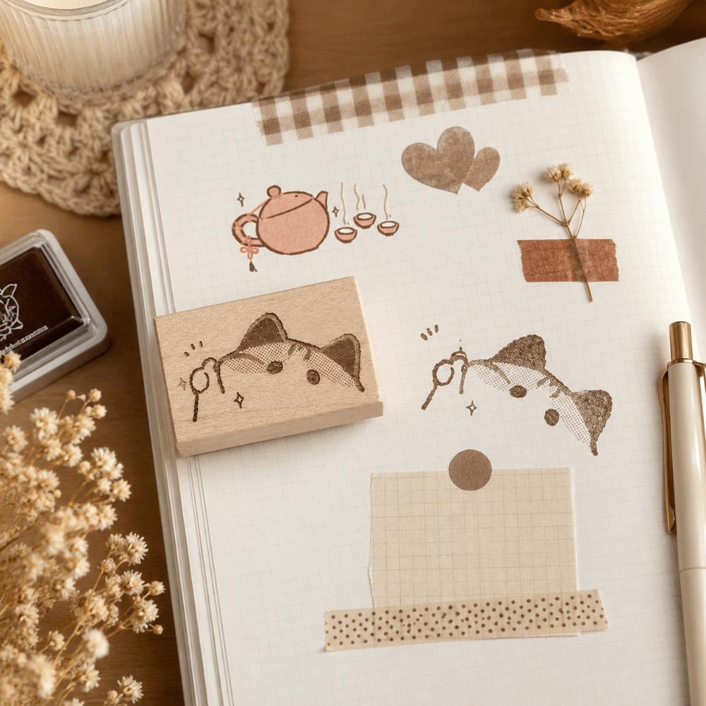 Cartoon Design Rubber Stamp Solid Wooden Grip Decorative Seal Cute Wooden Rubber Stamp Journal