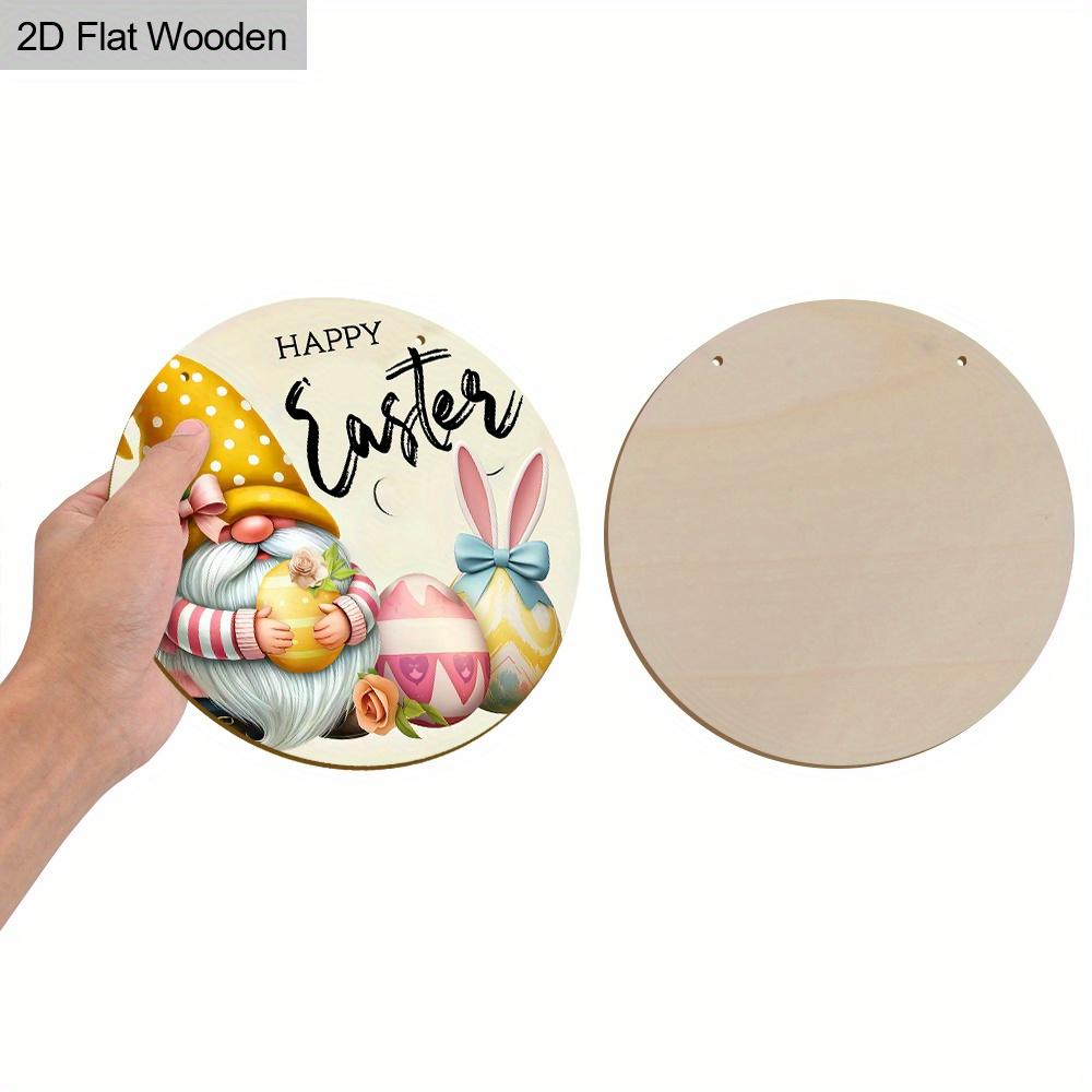 Happy Easter Wooden Sign with Adorable Gnome Pattern - Charming Decorative Hanging Plaque with Easter Bunny, Eggs Pattern - Ideal Easter Decorations