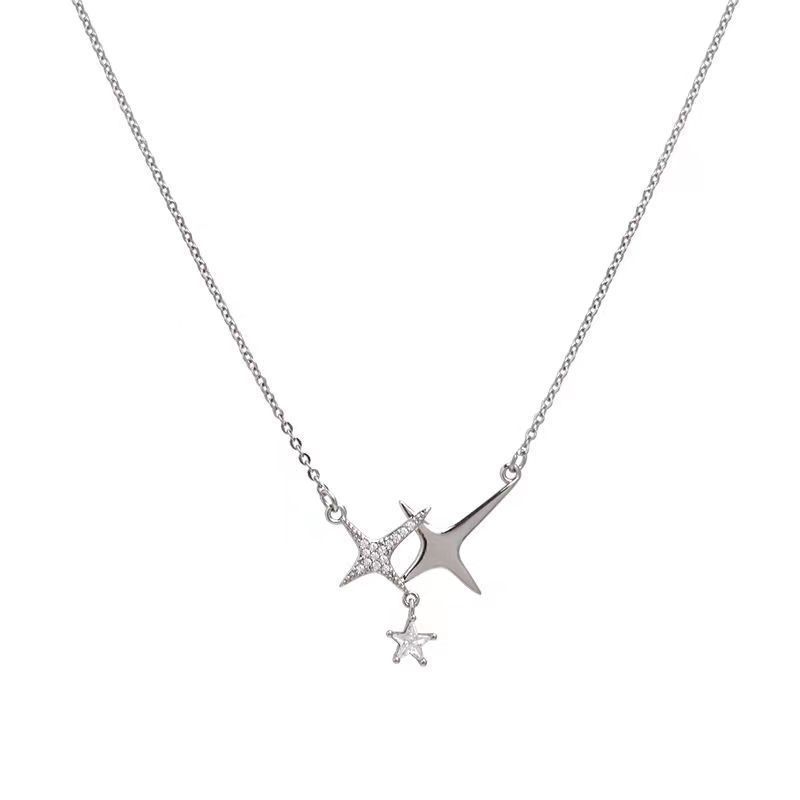 "Star Glow" Irregular Quadrangram Splicing Necklace Female Design Sense Light Luxury Clavicle Chain Advanced Simple Clavicle Chain
