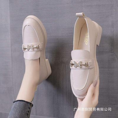Women's Small Leather Shoes Women's British Style Women's Shoes Small Fragrant Style Soft Sole One Pedal Spring and Autumn Students
