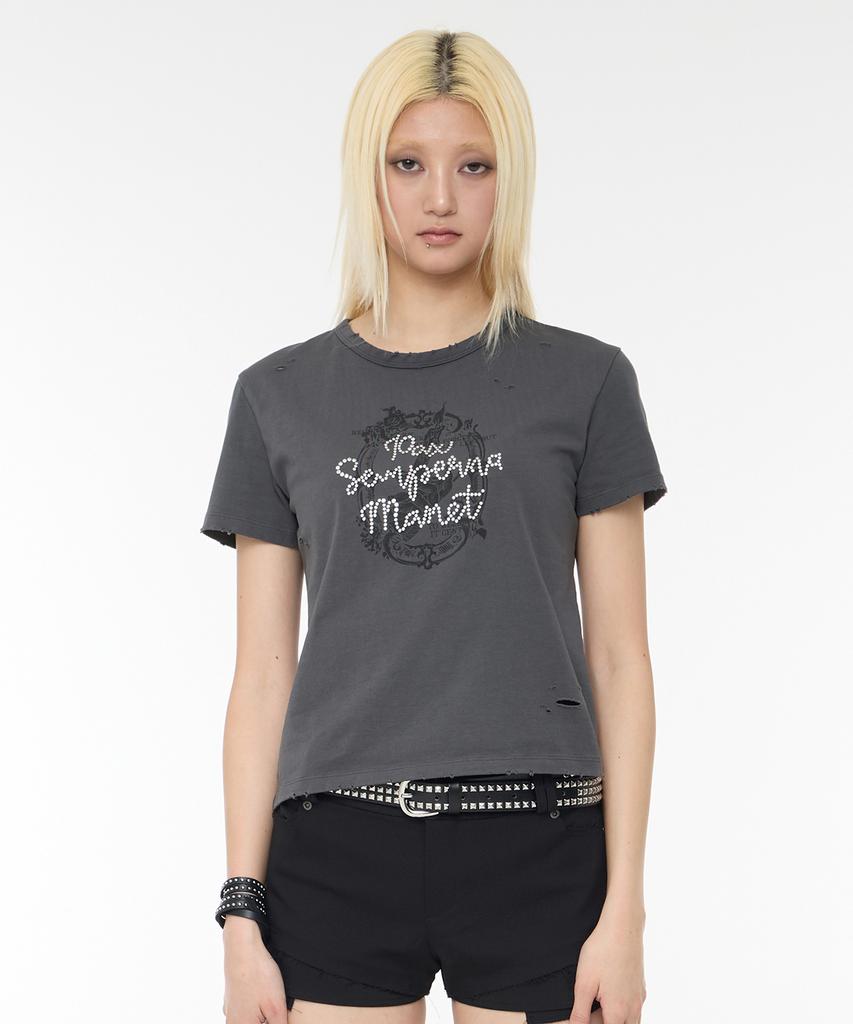 ROCKCAKE Semperna Hotfix Crop Top - Charcoal