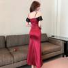 Slim Fit Spaghetti Strap Evening Gown for Nightclub or Technician Uniform